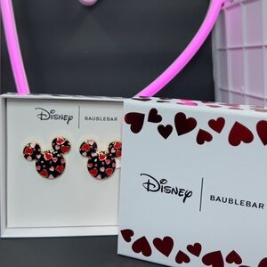 BaubleBar Disney Mickey Mouse Earrings - Black w red and pink hearts